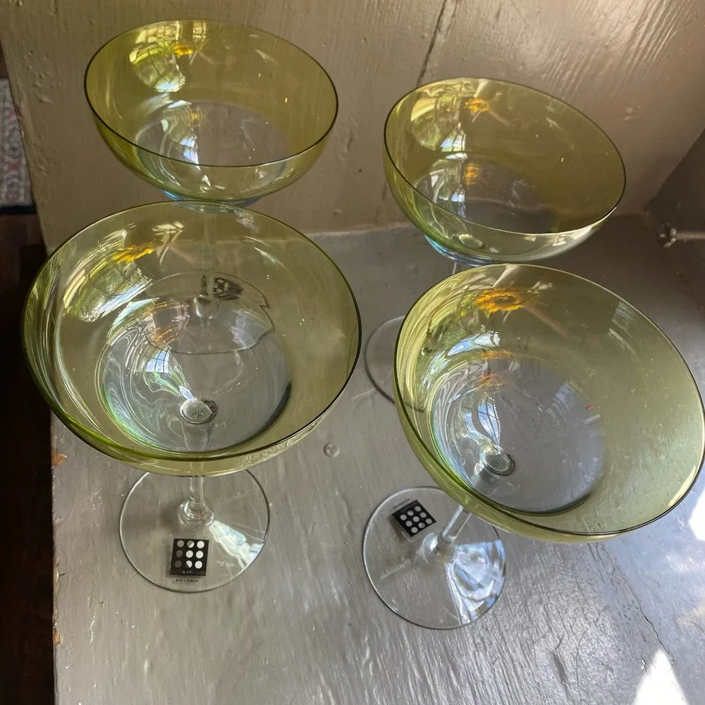 CIRCLEWARE DESIGN Two-tone Green & Blue Margarita Set of 4